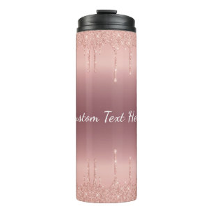 Rose Gold Glitter Thermal Tumbler Personalize Text