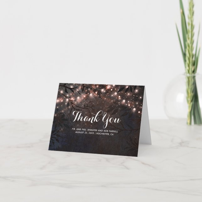 Rose Gold Glitter Tree Branches Thank You (Front)