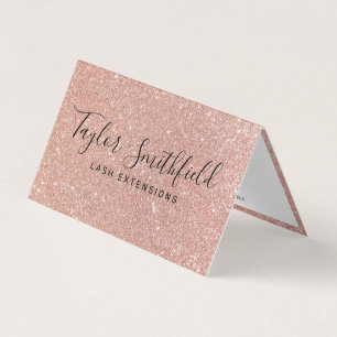 Rose Gold Glitter Trendy Elegant Lashes Hair Nails Business Card