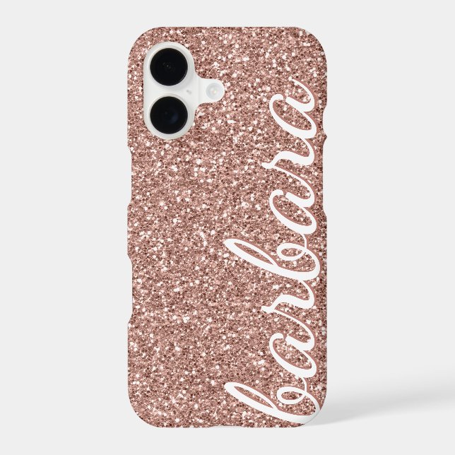 Rose Gold Glitter Trendy Script Personalized (Back)