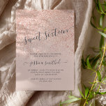 Rose gold glitter typography blush pink Sweet 16 Invitation<br><div class="desc">A modern typography,  pretty chic and elegant faux rose gold glitter shower ombre with pastel blush pink colour block Sweet 16 birthday party invitation .</div>