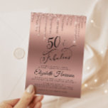 Rose Gold Glitter Virtual 50th Birthday Party Invitation<br><div class="desc">Elegant and chic virtual fiftieth birthday party invitation featuring "50 & Fabulous" in a pretty stylish script against a rose gold background,  with rose gold faux glitter dripping from the top.</div>