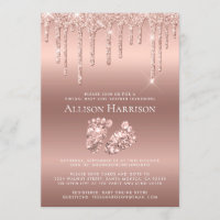 Rose Gold Glitter Virtual Baby Girl Shower