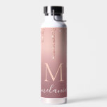 Rose Gold Glitter Water Bottle Custom Letter Name<br><div class="desc">Personalized Water Bottles with Monogram Name Text Rose Gold Blush Glitter Sparkly Gift - Your Birthday - Anniversary or Wedding Gift / Suppliest - Add Your Letter / Name - Text or Remove - Make Your Special Water Bottle or Thermal Tumblers Gifts - Resize and move or remove and add...</div>