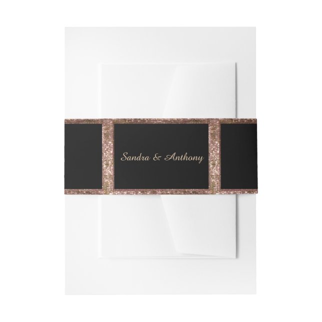 Rose Gold Glitter Wedding Belly Band Invitation Belly Band (Front Example)