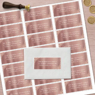 Rose Gold Glitter Wedding Guest Address Labels