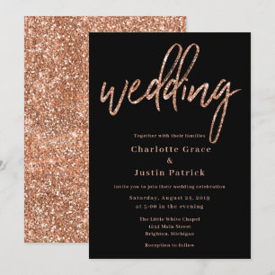 Rose Gold Glitter Wedding Invitations Template