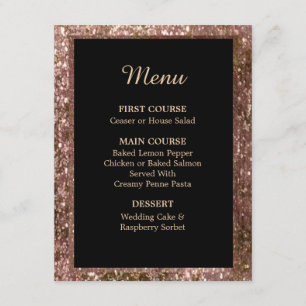 Rose Gold Glitter Wedding Menu Invitation