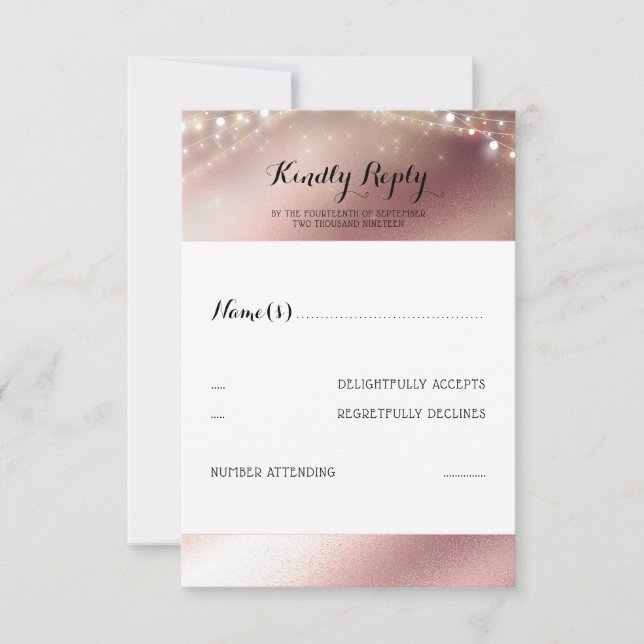 Rose Gold Glitter Wedding RSVP Card (Front)