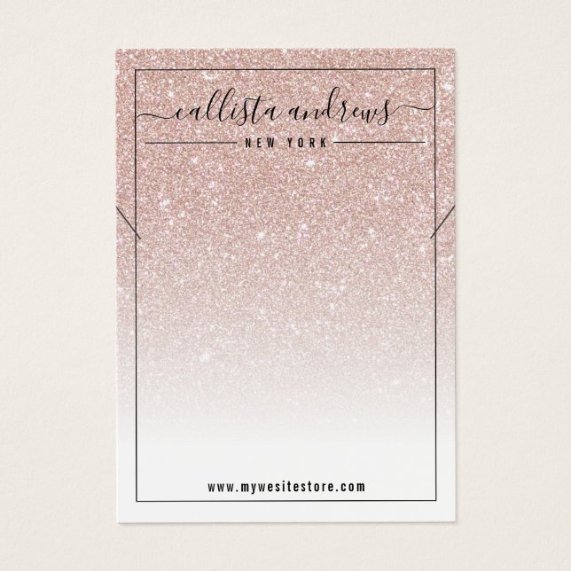 Rose Gold Glitter White Necklace Display Card (Front)