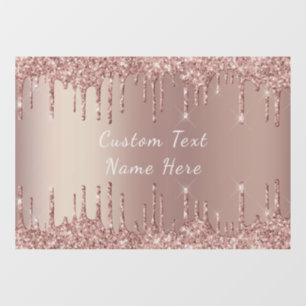 Rose Gold Glitter Window Cling with Custom Text