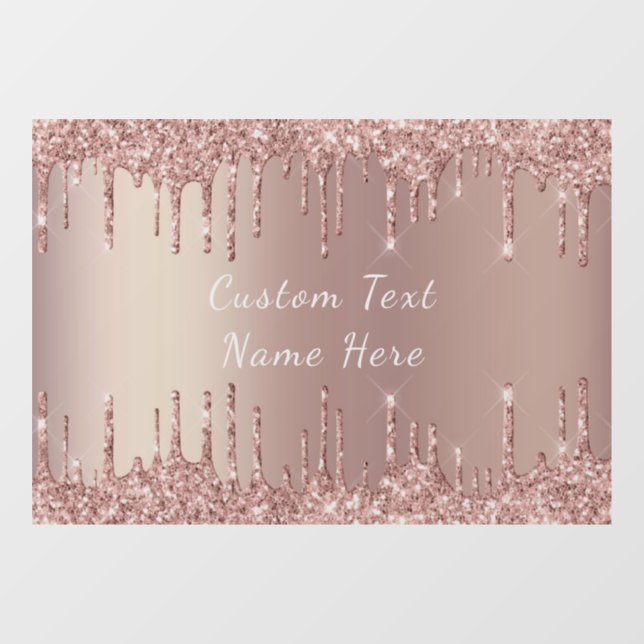 Rose Gold Glitter Window Cling with Custom Text (Sheet)