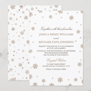 Rose Gold Glitter Winter Wonderland Wedding Invitation