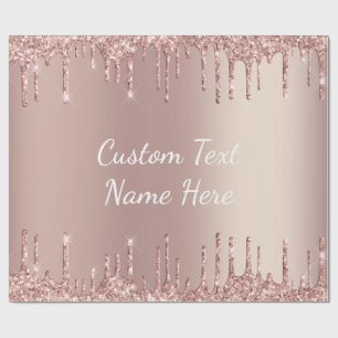 Rose Gold Glitter Wrapping Paper with Custom Text