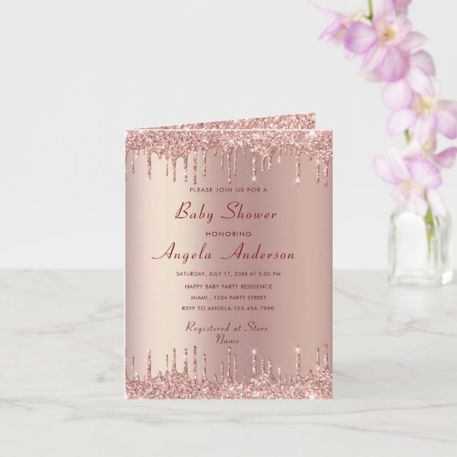 Rose Gold Glitter Your Baby Girl Shower Invitation (Orchid)
