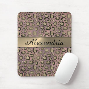 Rose Gold Glittery Leopard    Mouse Pad
