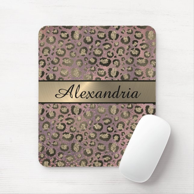 Rose Gold Glittery Leopard    Mouse Pad (With Mouse)
