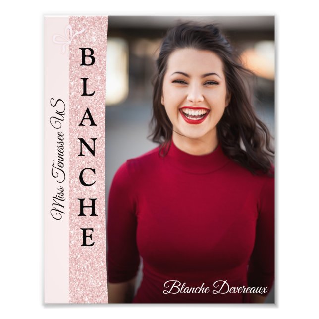 Rose Gold Glitz Pageant Modelling Headshot Photo Print (Front)