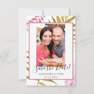 Rose Gold & Gold Foil Tropical Save the Date