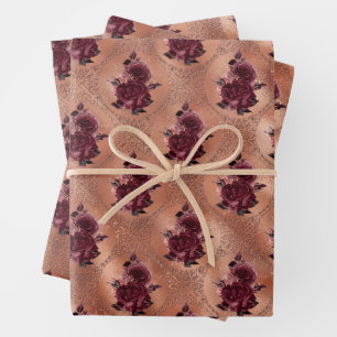 Rose Gold Gothic Halloween Wrapping Paper Sheet