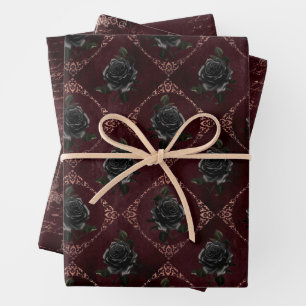 Rose Gold Gothic Halloween Wrapping Paper Sheet