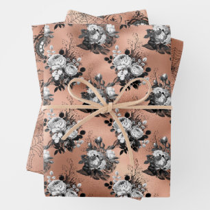 Rose Gold Gothic Halloween Wrapping Paper Sheet