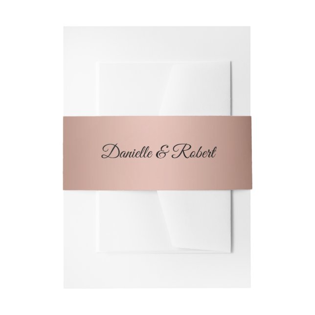Rose Gold Gradient Modern Cursive Invitation Belly Band (Front Example)