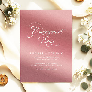 Rose Gold Gradient Modern Engagement Party Invitation