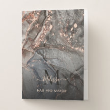 Rose Gold Gray Ink Marble Monogram 