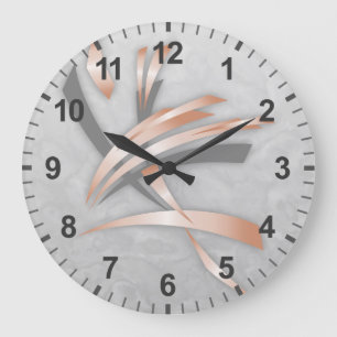 Rose Gold Gray Marble Abstract Art  Large Clock