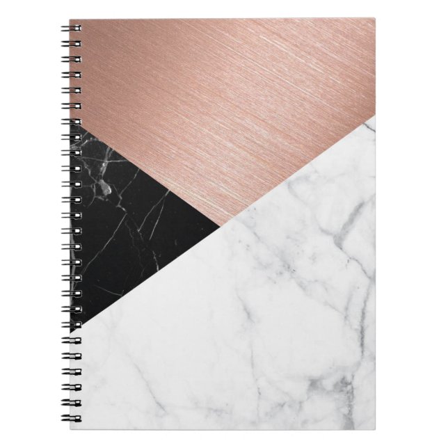 Rose Gold Gray Marble Notebook (Front)
