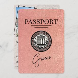 Rose Gold Grèce Passeport Enregistrer la carte Dat