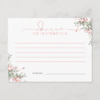 Rose Gold Greenery Baby Shower Advice Card