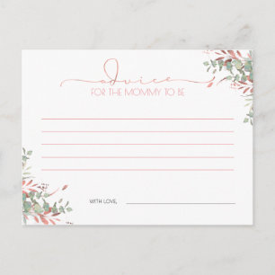 Rose Gold Greenery Baby Shower Advice Card