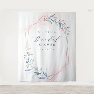 Rose Gold Greenery Bridal Shower Photo Backdrop Tapestry