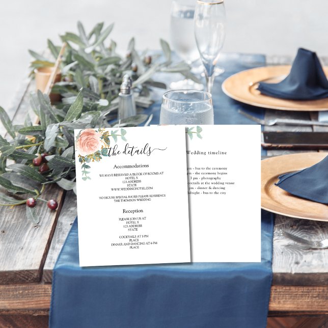 Rose gold greenery budget wedding program details (Creator Uploaded)