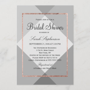 Rose Gold Grey Geo Bridal Shower Invitations