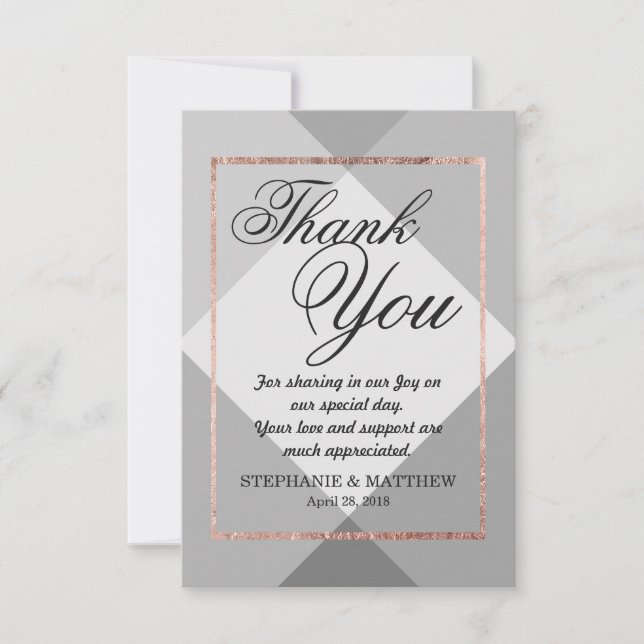 Rose Gold Grey Geo Thank You Cards (Front)