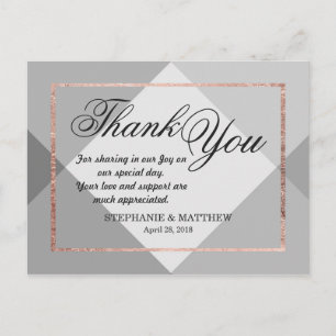 Rose Gold Grey Geo Thank You Postcards