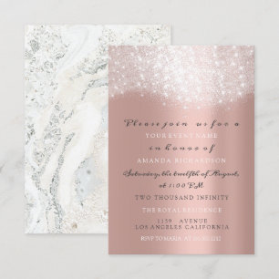 Rose Gold Grey Glitter Marble Confetti Elegant VIP Invitation