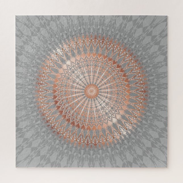 Rose Gold Grey Mandala Jigsaw Puzzle (Vertical)