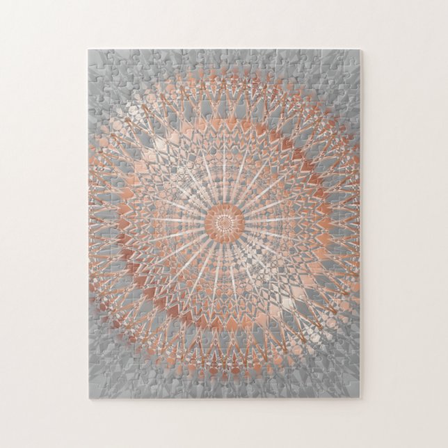 Rose Gold Grey Mandala Jigsaw Puzzle (Vertical)