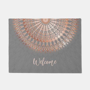 Rose Gold Grey Mandala Welcome Doormat