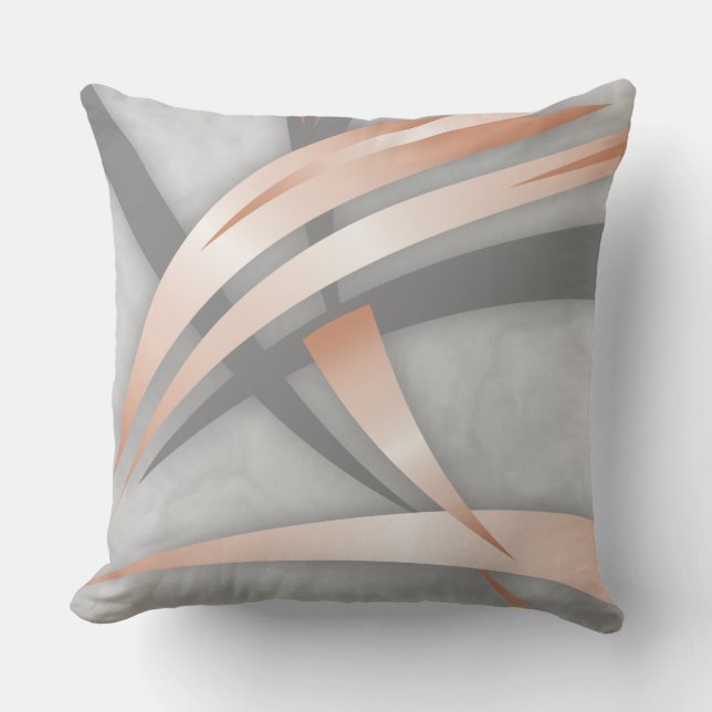 Rose Gold Grey Marble Abstract Art Throw Pillow (Front)
