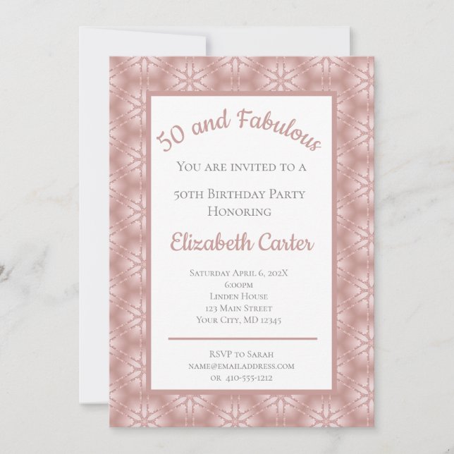 Rose Gold Grey & Pink 50 and Fabulous Birthday (Front)