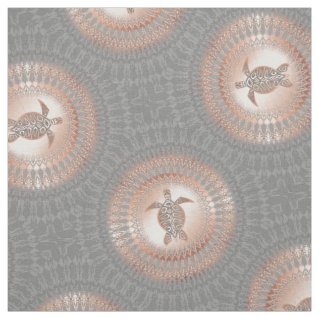 Rose Gold Grey Turtle Elegant Coastal Fabric (Swatch)