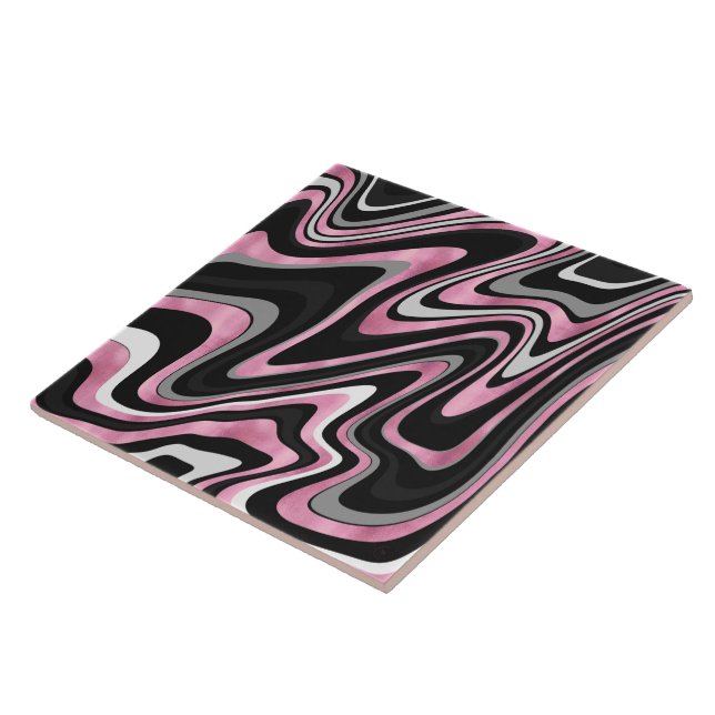 Rose Gold Grey wavy swirls pattern Tile (Side)