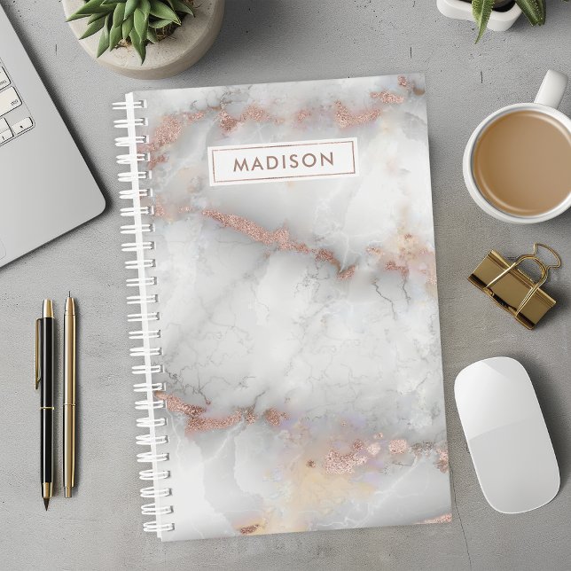 Rose Gold Gris Marbre Personnalisé Nom Sur Mesure (Créateur téléchargé)