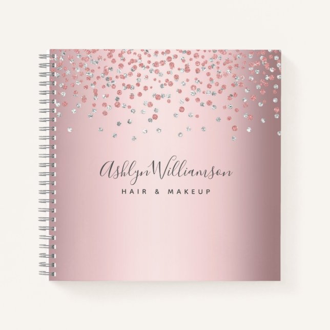 Rose gold hair stylist makeup artist chic glam  notebook (Front)