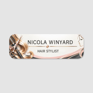 Rose Gold Hair Stylist Name Tag